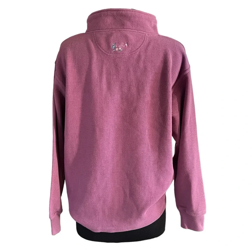 Vintage NEWPORT 1/4 button mock neck sweatshirt embroidered Cuffy’s Resortwear L - Picture 5 of 12